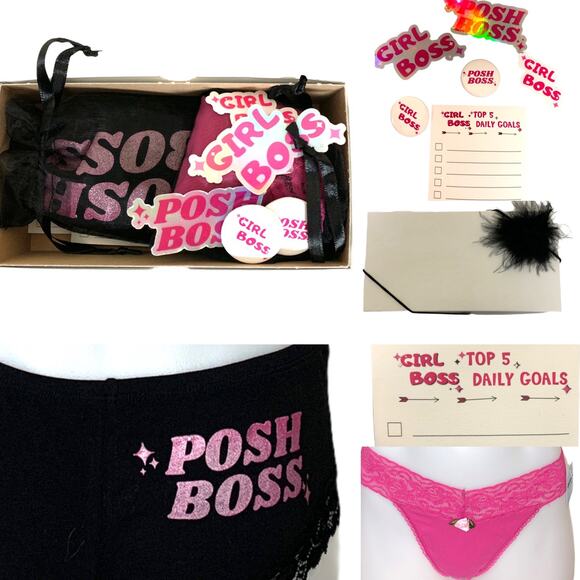 Posh Boss Gift Box Black Posh Boss Panties Gift Stickers Daily Goals Size XL NEW - Picture 2 of 9